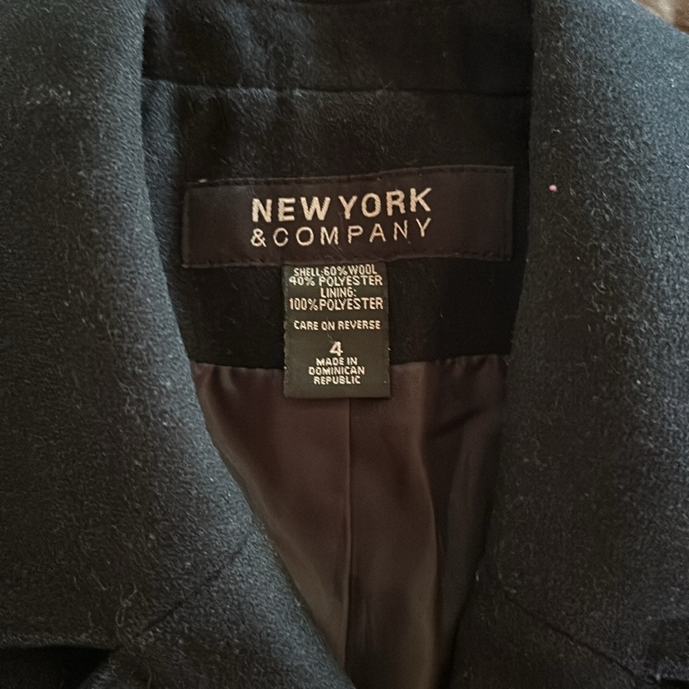 New York & Company Wool & Polyester Black Pea Coat - Picture 7 of 16